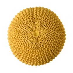 Bordeaux - Knitted Cotton Round Pouf, Versatile Ottoman And Floor Cushion - Yellow
