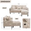 3 Seat L-Shaped Chenille Sofa With Removable And Storage Ottoman, Side Storage, And USB / C - Type Charging Ports Sofa For Living Room, Bedroom, Apartment - Beige - Image 3