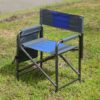 Padded Folding Outdoor Chair With Storage Pockets, Lightweight Oversized Directors Chair For Indoor, Outdoor Camping, Picnics And Fishing - Blue / Gray - Image 5
