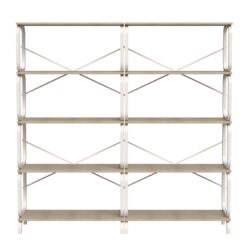 Vintage Industrial Style 5 Tier Large Bookshelf - White