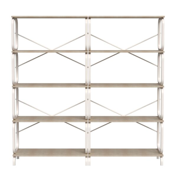 Vintage Industrial Style 5 Tier Large Bookshelf - White