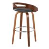 Cassis - Mid-Century Modern Fixed Height Barstool With Swivel With Round Footrest (Set of 2) - Walnut / Gray - Image 4