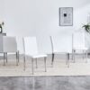 (Set of 4) Backrest Chairs With Silver Metal Legs The Perfect Combination, Suitable For Minimalist And Modern Home Styles - White / Silver - Image 5