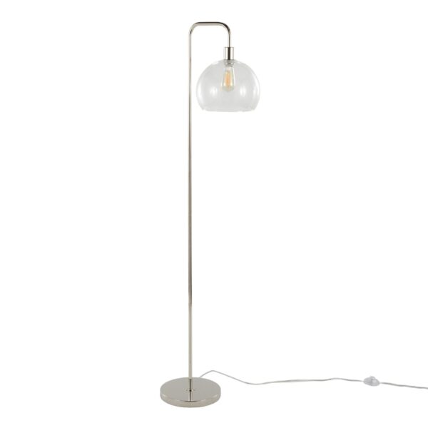 Metro - Contemporary Floor Lamp - Polished Nickel / Clear Seeded