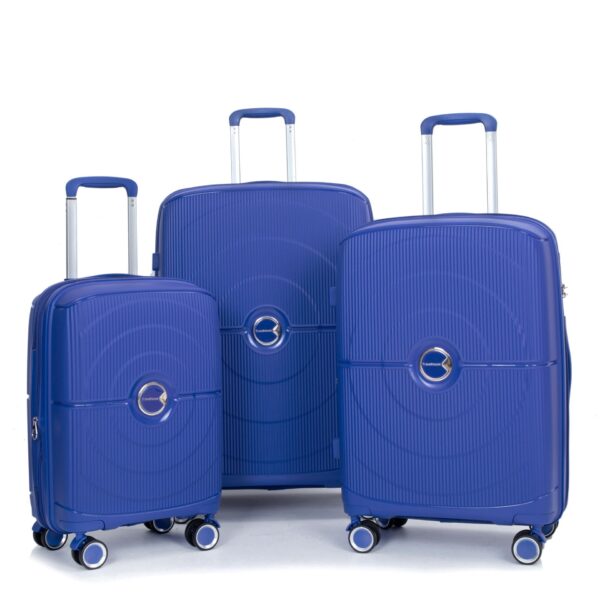 Expandable Hardshell Suitcase Double Spinner Wheels Pp Luggage Sets Lightweight Durable Suitcase & Tsa Lock, 3 Piece Set (20/24/28) - Navy