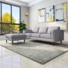 Amber - Square Upholstered Ottoman Linen - Light Gray - Image 7