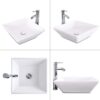 Square Bathroom Vessel Sink - White Porcelain Counter Bowl For Bathroom Vanity - White - Image 6