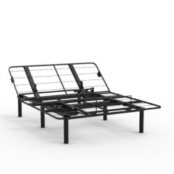 Zero Clearance Adjustable Bed Base Frame With Quiet Motor And Dual USB Ports, Queen Size - Black