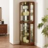 6 Shelf Corner Curio Display Cabinet With Lights, Mirrors And Adjustable Shelves (E26 Light Bulb Not Included) - Walnut - Image 5