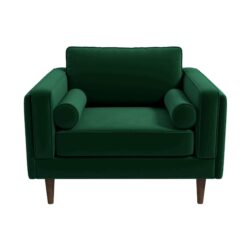 Amber - Velvet Lounge Chair - Brown / Dark Green