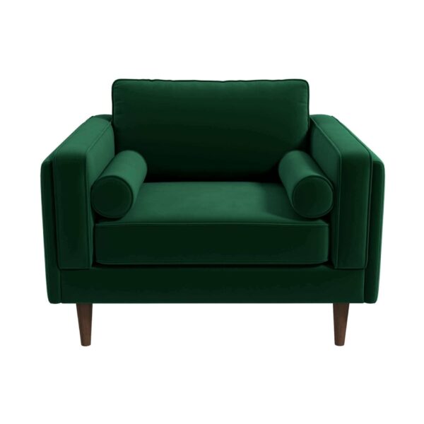 Amber - Velvet Lounge Chair - Brown / Dark Green