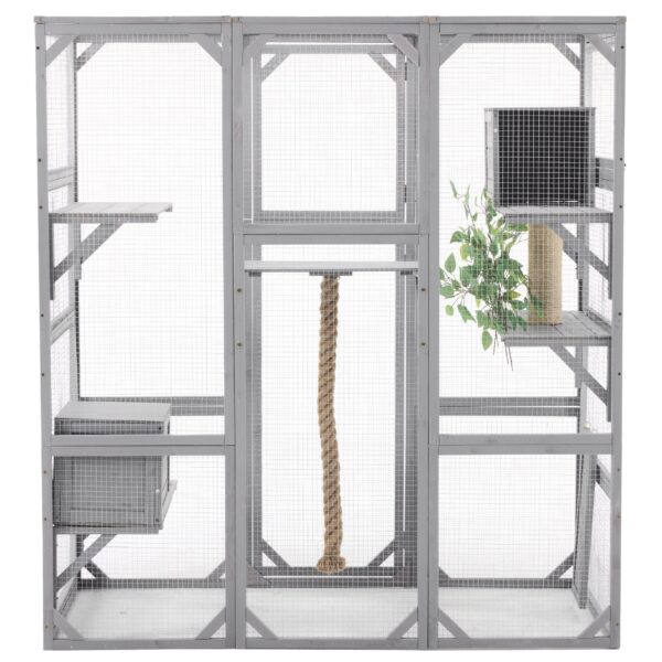 Outdoor Cat House, Diy Cat Enclosure Catio With Double Enter Doors - Light Gray