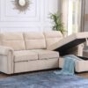 Ashton - Reversible Sleeper Sectional Sofa Chaise - Beige - Image 8