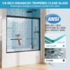 Aluminum Frame Double Sliding Soft Close Bathtub Shower Door, 1 / 4" Tempered Glass And Dual 304 Stainless Steel Handles - Matte Black - Image 6