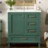 Bathroom Vanity, Modern Bathroom Cabinet With Sink Combo Set, Bathroom Storage Cabinet With A Soft Closing Door And 3 Drawers, Solid Wood Frame - Green - Image 24