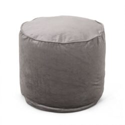 Shimon - Cylinder Pouf Ottoman And Floor Cushion - Pewter Gray