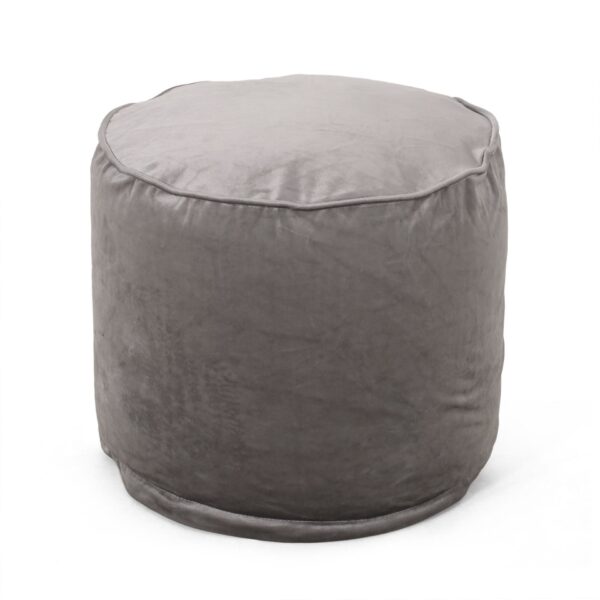 Shimon - Cylinder Pouf Ottoman And Floor Cushion - Pewter Gray