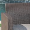 Outdoor 3 Seater Rattan Sofa With Water Resistant Cushions - Brown / Mix Beige - Image 6