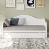 Twin Size Daybed With 2 Storage Drawers, Sofa Bed With Handrail For Living Room Bedroom - White - Image 2
