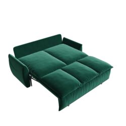 Pull Out Sofa Bed, 3 Seat Convertible Sleeper Sofa With 2 In 1 Pillow And Blanket Set Multifunctional Velvet Sofa Bed - Green