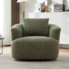 360° Swivel Chair, Chenille Upholstered Barrel Sofa Chair With Throw Pillow, For Living Room, Office - Green - Image 6
