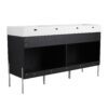 Deluxe 60" Freestanding Bathroom Vanity With Resin Double Sink - Dark Oak - Image 15