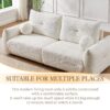 Lamb's Wool 2 Seater Cushion Sofa Comfortable Sofa For Living Room Bedroom And Other Casual Spaces Lamb's Wool Sofa With 2 Cushions And 2 Ball Pillows - White - Image 9