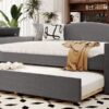 Full Size Upholstered Daybed With Storage Armrests, Trundle And Latest Integrated Bluetooth Audio System, Teddy Fleece - Gray - Image 17