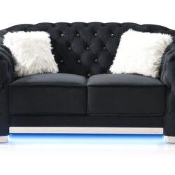 Loveseat With Flared Arms - Black