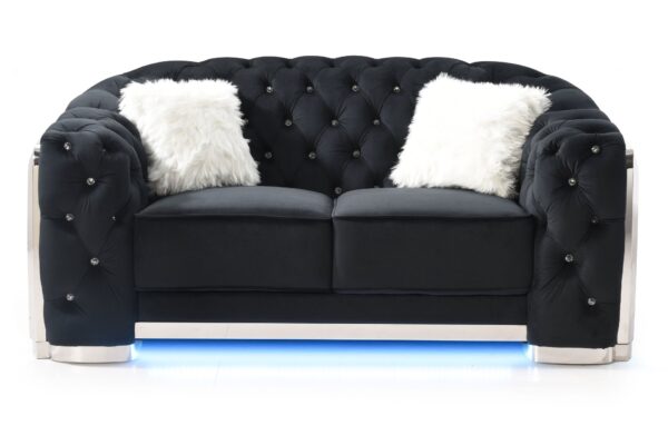 Loveseat With Flared Arms - Black
