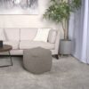 Amuleto - Hand Loomed Cotton Pouf - Dark Gray / Brown - Image 2