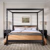 King Canopy Bed Frame Modern Minimalist Boho - Black - Image 5