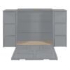 Twin Size Murphy Bed With Drawers, Cabinets, USB Ports Material - Gray - Image 5