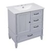 30" Bathroom Vanity With Sink, Bathroom Cabinet With A Door, 3 Drawers Legs, Adiustable Foot Pads - Gray - Image 10