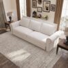 King Pull Out Sofa Bed, Chesterfield Sofa, 3 In 1 Velvet Convertible Sleeper Sofa With Nailhead Trim & Rolled Arm, Multifunctional Sofa Bed For Living Room - Beige - Image 5
