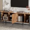 Mid Century TV Stand & 3 Cabinets, Media Console Table For Tvs Up To 70'', Entertainment Center With Storage For Living Room - Black / Brown - Image 23