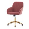 Ergonomic Swivel Office Chair, Comfortable Velvet Backrest Seat, Adjustable For Home And Bedroom - Rose Red - Image 6