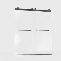 Frameless Double Sliding Soft-Close Shower Door In Matte, 3 / 8" (10Mm) Thick SGCC Tempered Glass Door - Black