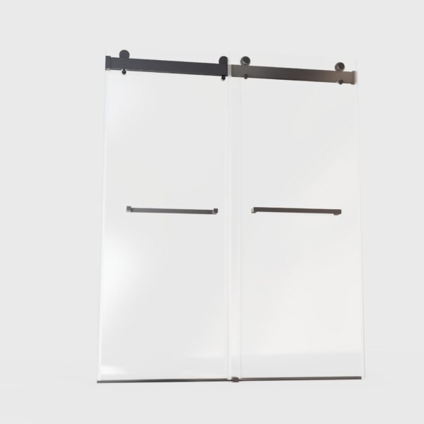 Frameless Double Sliding Soft-Close Shower Door In Matte, 3 / 8" (10Mm) Thick SGCC Tempered Glass Door - Black