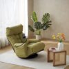 Adjustable Swivel Lounge Chair With 360 Degree Rotating Seat And Headrest Support Leisure Chair Deck Chair Game Chair For Living Room - Green - Image 10