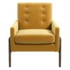Cole - Solid Wood Lounge Chair - Yellow Fabric - Image 2