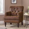 Vitality - Club Chair With Button Tufted Diamond Stitching And Turned Legs - Brown - Image 4