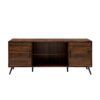 Mid-Century Modern 2 Door 60" TV Stand For 65" TVs With Glass Shelf - Dark Walnut - Image 4