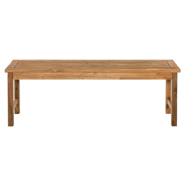 Modern Slat Top Solid Wood Patio Bench - Brown