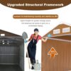 Heavy Duty Metal Storage Shed With Windows, Lockable Door & Ventilation, Weatherproof Outdoor Garden Shed - Brown - Image 8
