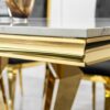 79.53 In. Elegant Marble Pattern Dining Table For 6 Or 8 Seats Polished Stainless Steel Base - Gold - Image 12