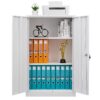 Metal Storage Cabinet With Locking Doors And Adjustable Shelf, Folding Filing Storage Cabinet, Folding Storage Locker Cabinet For Home Office, School, Garage - White - Image 12
