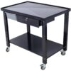 Transmission Teardown Work Station 1 / 2 Ton Capacity Sloping Drain Table Locking Drawer Removable Drain Basin Full-Width Lower Shelf Four Caster Wheels - Black - Image 2
