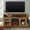 Classic Glass Door Fireplace Tall TV Stand For TVs Up To 65" - Barnwood - Image 6