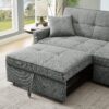 3 In 1 Convertible Sleeper Sofa Bed, Modern Fabric Loveseat Futon Sofa Couch Pullout Bed, Small Love Seat Lounge Sofa Reclining Backrest, Pillows, Pockets, Home Furniture For Living Room - Gray - Image 6